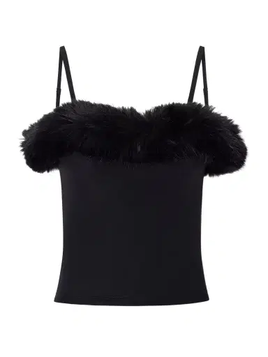 Balenciaga Plush-trimmed Stretch-jersey Camisole | Thumbnail 1 Balenciaga Plush-trimmed Stretch-jersey Camisole | Thumbnail 1