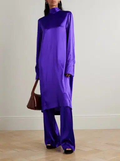 Dries Van Noten Tie-neck Stretch-silk Satin Dress | Thumbnail 2 Dries Van Noten Tie-neck Stretch-silk Satin Dress | Thumbnail 2