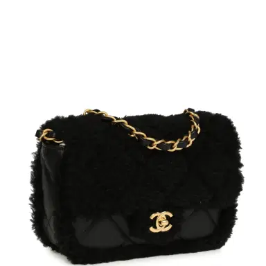 Chanel Chanel Mini Shearling Flap Bag Black Lambskin Brushed Gold Hardware | Thumbnail 2 Chanel Chanel Mini Shearling Flap Bag Black Lambskin Brushed Gold Hardware | Thumbnail 2