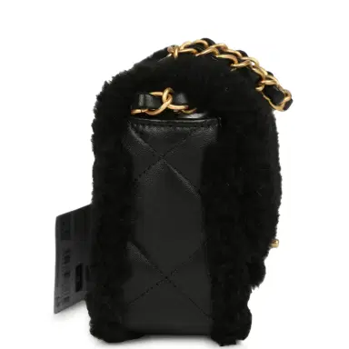 Chanel Chanel Mini Shearling Flap Bag Black Lambskin Brushed Gold Hardware | Thumbnail 4 Chanel Chanel Mini Shearling Flap Bag Black Lambskin Brushed Gold Hardware | Thumbnail 4