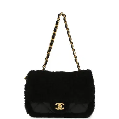 Chanel Chanel Mini Shearling Flap Bag Black Lambskin Brushed Gold Hardware | Thumbnail 7 Chanel Chanel Mini Shearling Flap Bag Black Lambskin Brushed Gold Hardware | Thumbnail 7