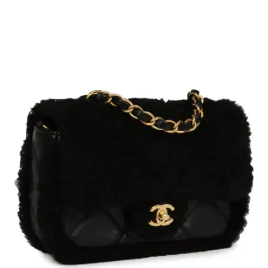Chanel Chanel Mini Shearling Flap Bag Black Lambskin Brushed Gold Hardware | Thumbnail 2 Chanel Chanel Mini Shearling Flap Bag Black Lambskin Brushed Gold Hardware | Thumbnail 2