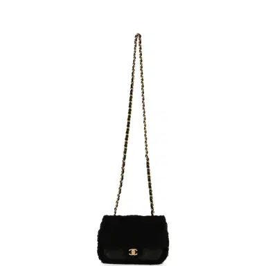 Chanel Chanel Mini Shearling Flap Bag Black Lambskin Brushed Gold Hardware | Thumbnail 7 Chanel Chanel Mini Shearling Flap Bag Black Lambskin Brushed Gold Hardware | Thumbnail 7