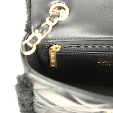Chanel Chanel Mini Shearling Flap Bag Black Lambskin Brushed Gold Hardware | Thumbnail 10 Chanel Chanel Mini Shearling Flap Bag Black Lambskin Brushed Gold Hardware | Thumbnail 10