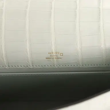 HERMÈS Hermes Kelly Pochette Vert D'Eau Matte Alligator Gold Hardware | Thumbnail 7 HERMÈS Hermes Kelly Pochette Vert D'Eau Matte Alligator Gold Hardware | Thumbnail 7