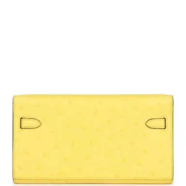 HERMÈS Hermes Kelly To Go Wallet Jaune Citron Ostrich Rose Gold Hardware | Thumbnail 4 HERMÈS Hermes Kelly To Go Wallet Jaune Citron Ostrich Rose Gold Hardware | Thumbnail 4