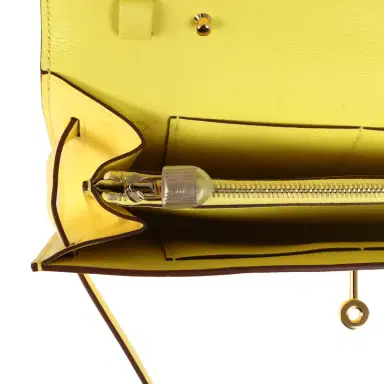 HERMÈS Hermes Kelly To Go Wallet Jaune Citron Ostrich Rose Gold Hardware | Thumbnail 9 HERMÈS Hermes Kelly To Go Wallet Jaune Citron Ostrich Rose Gold Hardware | Thumbnail 9