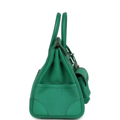 HERMÈS Pre-owned Hermes Birkin 25 Cargo Vert Vertigo Toile H and Swift Palladium Hardware | Thumbnail 3 HERMÈS Pre-owned Hermes Birkin 25 Cargo Vert Vertigo Toile H and Swift Palladium Hardware | Thumbnail 3