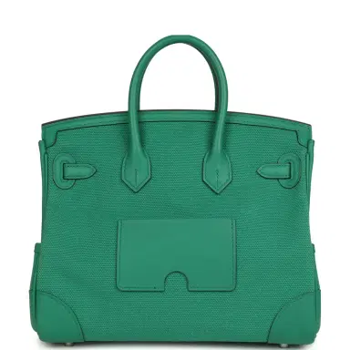 HERMÈS Pre-owned Hermes Birkin 25 Cargo Vert Vertigo Toile H and Swift Palladium Hardware | Thumbnail 4 HERMÈS Pre-owned Hermes Birkin 25 Cargo Vert Vertigo Toile H and Swift Palladium Hardware | Thumbnail 4