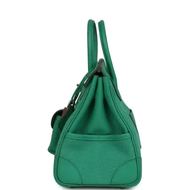 HERMÈS Pre-owned Hermes Birkin 25 Cargo Vert Vertigo Toile H and Swift Palladium Hardware | Thumbnail 6 HERMÈS Pre-owned Hermes Birkin 25 Cargo Vert Vertigo Toile H and Swift Palladium Hardware | Thumbnail 6