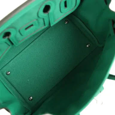 HERMÈS Pre-owned Hermes Birkin 25 Cargo Vert Vertigo Toile H and Swift Palladium Hardware | Thumbnail 9 HERMÈS Pre-owned Hermes Birkin 25 Cargo Vert Vertigo Toile H and Swift Palladium Hardware | Thumbnail 9
