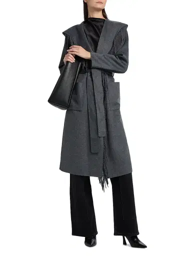Rails Women's Arlon Hooded Fringe-Trim Wool-Blend Coat - Heather Charcoal | Thumbnail 2 Rails Women's Arlon Hooded Fringe-Trim Wool-Blend Coat - Heather Charcoal | Thumbnail 2