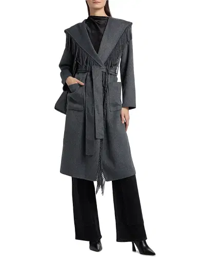 Rails Women's Arlon Hooded Fringe-Trim Wool-Blend Coat - Heather Charcoal | Thumbnail 3 Rails Women's Arlon Hooded Fringe-Trim Wool-Blend Coat - Heather Charcoal | Thumbnail 3