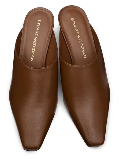 Stuart Weitzman Women's Stassi 50MM Leather Mules - Toasted Almond | Thumbnail 4 Stuart Weitzman Women's Stassi 50MM Leather Mules - Toasted Almond | Thumbnail 4