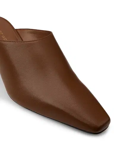 Stuart Weitzman Women's Stassi 50MM Leather Mules - Toasted Almond | Thumbnail 6 Stuart Weitzman Women's Stassi 50MM Leather Mules - Toasted Almond | Thumbnail 6