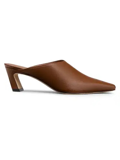 Stuart Weitzman Women's Stassi 50MM Leather Mules - Toasted Almond | Thumbnail 1 Stuart Weitzman Women's Stassi 50MM Leather Mules - Toasted Almond | Thumbnail 1