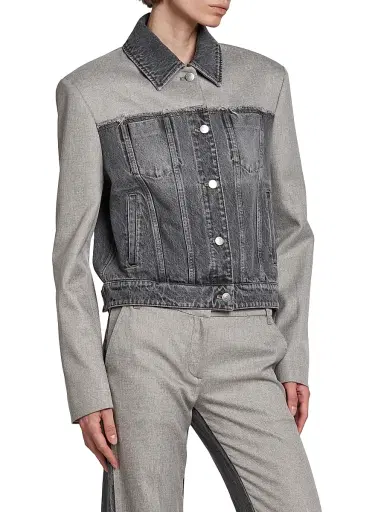 Stella McCartney Women's Tailoring Mix Denim Jacket - Grey Wash - Size XS | Thumbnail 4 Stella McCartney Women's Tailoring Mix Denim Jacket - Grey Wash - Size XS | Thumbnail 4