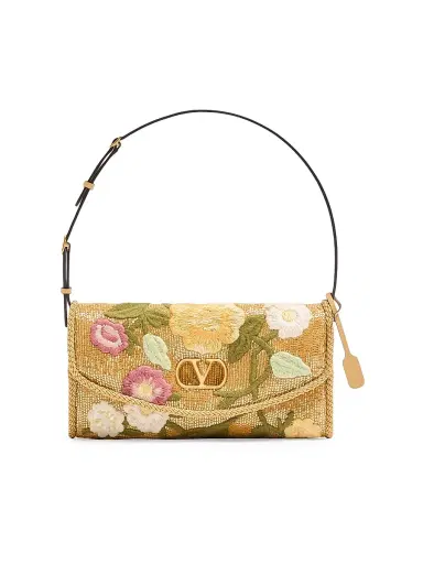 Valentino Garavani Women's DeVain Embroidered Shoulder Bag - Gold Multi | Thumbnail 1 Valentino Garavani Women's DeVain Embroidered Shoulder Bag - Gold Multi | Thumbnail 1