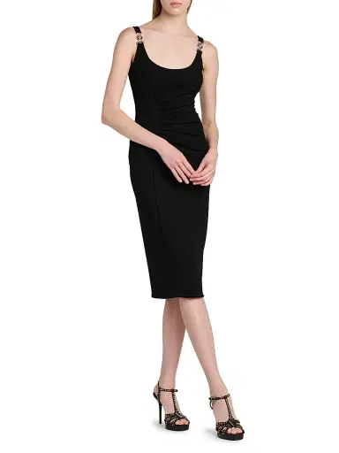 Versace Women's Stretch Crepe Jersey Bodycon Midi-Dress - Black - Size 12 | Thumbnail 3 Versace Women's Stretch Crepe Jersey Bodycon Midi-Dress - Black - Size 12 | Thumbnail 3