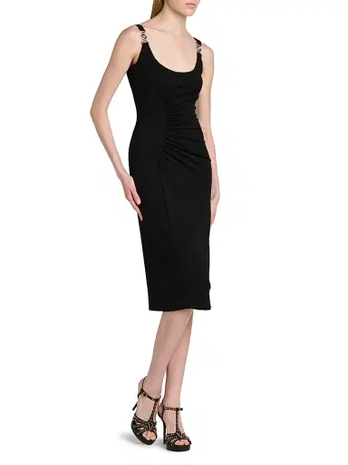 Versace Women's Stretch Crepe Jersey Bodycon Midi-Dress - Black - Size 12 | Thumbnail 4 Versace Women's Stretch Crepe Jersey Bodycon Midi-Dress - Black - Size 12 | Thumbnail 4