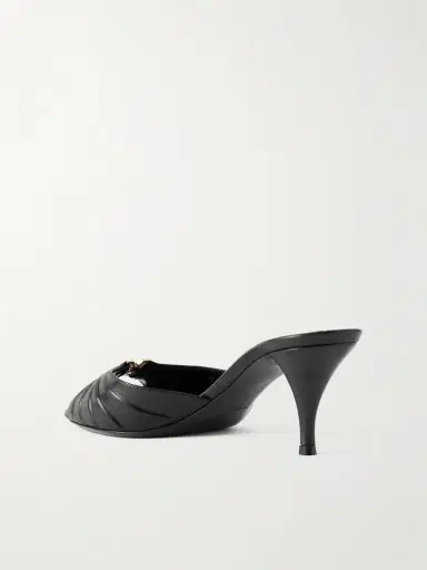 Saint Laurent Babylone Embellished Gathered Glossed-leather Mules | Thumbnail 3 Saint Laurent Babylone Embellished Gathered Glossed-leather Mules | Thumbnail 3