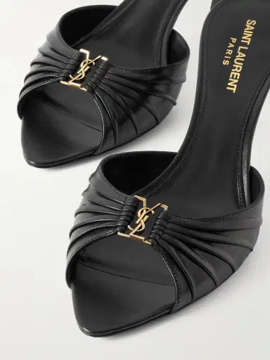 Saint Laurent Babylone Embellished Gathered Glossed-leather Mules | Thumbnail 5 Saint Laurent Babylone Embellished Gathered Glossed-leather Mules | Thumbnail 5