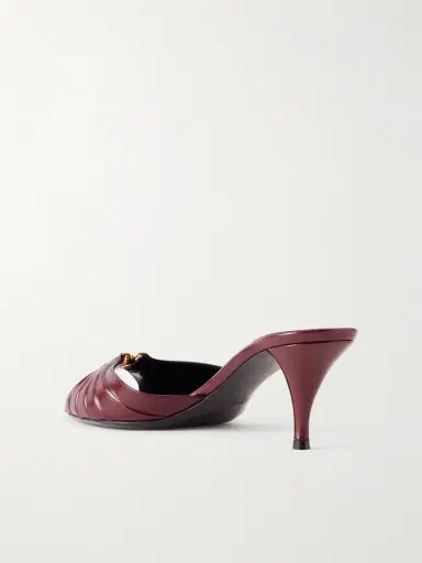Saint Laurent Babylone Embellished Gathered Glossed-leather Mules | Thumbnail 3 Saint Laurent Babylone Embellished Gathered Glossed-leather Mules | Thumbnail 3