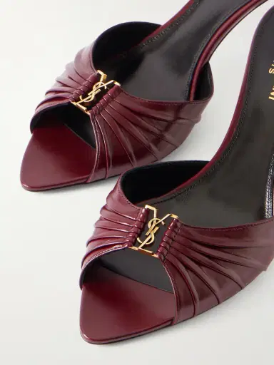 Saint Laurent Babylone Embellished Gathered Glossed-leather Mules | Thumbnail 5 Saint Laurent Babylone Embellished Gathered Glossed-leather Mules | Thumbnail 5