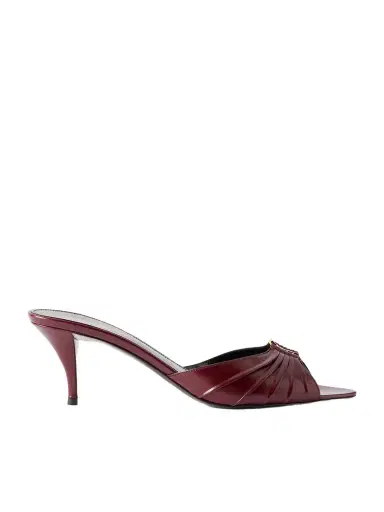 Saint Laurent Babylone Embellished Gathered Glossed-leather Mules | Thumbnail 1 Saint Laurent Babylone Embellished Gathered Glossed-leather Mules | Thumbnail 1