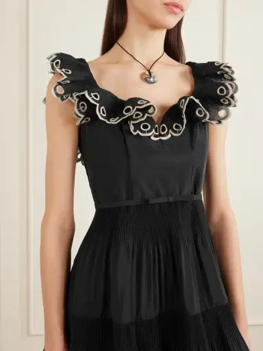 Zimmermann Belted Embroidered Ruffled Pleated Organza Mini Dress | Thumbnail 4 Zimmermann Belted Embroidered Ruffled Pleated Organza Mini Dress | Thumbnail 4