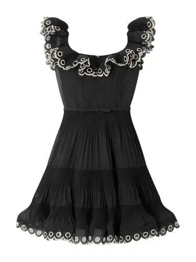 Zimmermann Belted Embroidered Ruffled Pleated Organza Mini Dress | Thumbnail 1 Zimmermann Belted Embroidered Ruffled Pleated Organza Mini Dress | Thumbnail 1
