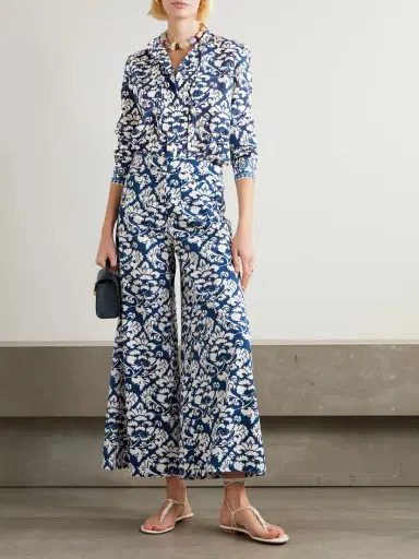 Emporio Sirenuse Adele Lotus Floral-print Cotton-twill Wide-leg Pants | Thumbnail 2 Emporio Sirenuse Adele Lotus Floral-print Cotton-twill Wide-leg Pants | Thumbnail 2