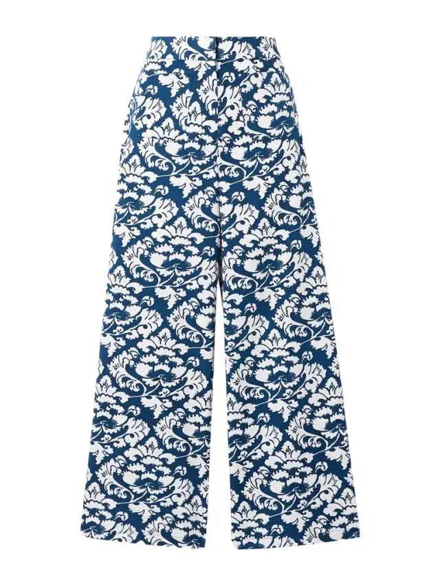 Adele Lotus Floral-print Cotton-twill Wide-leg Pants Adele Lotus Floral-print Cotton-twill Wide-leg Pants