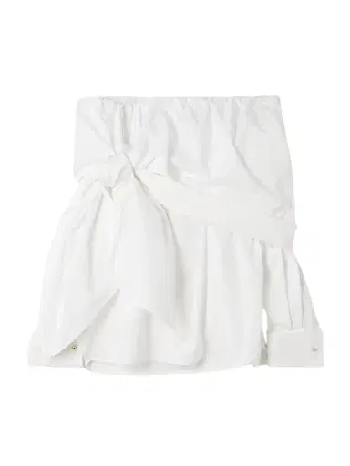 Max Mara Off-the-shoulder Tie-detailed Gathered Cotton-poplin Blouse | Thumbnail 1 Max Mara Off-the-shoulder Tie-detailed Gathered Cotton-poplin Blouse | Thumbnail 1