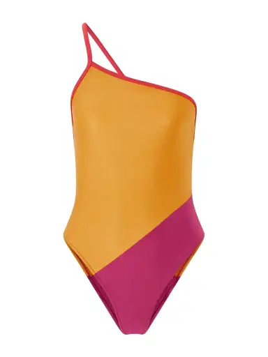 Saint Laurent One-shoulder Color-block Swimsuit | Thumbnail 1 Saint Laurent One-shoulder Color-block Swimsuit | Thumbnail 1
