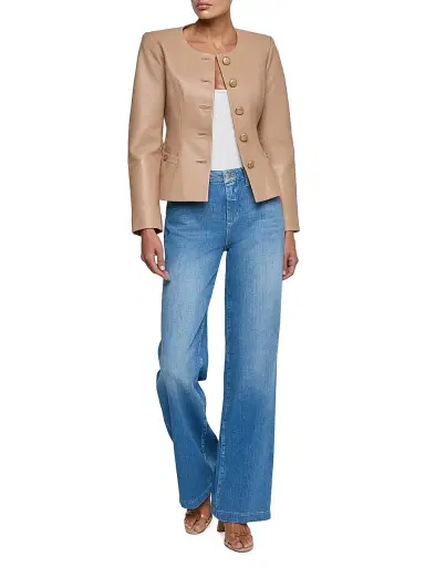 L'Agence Women's Mariella Leather Blazer - Cappuccino - Size 14 | Thumbnail 2 L'Agence Women's Mariella Leather Blazer - Cappuccino - Size 14 | Thumbnail 2