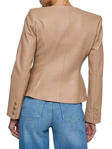L'Agence Women's Mariella Leather Blazer - Cappuccino - Size 14 | Thumbnail 5 L'Agence Women's Mariella Leather Blazer - Cappuccino - Size 14 | Thumbnail 5