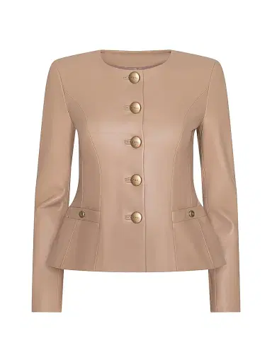 L'Agence Women's Mariella Leather Blazer - Cappuccino - Size 14 | Thumbnail 1 L'Agence Women's Mariella Leather Blazer - Cappuccino - Size 14 | Thumbnail 1