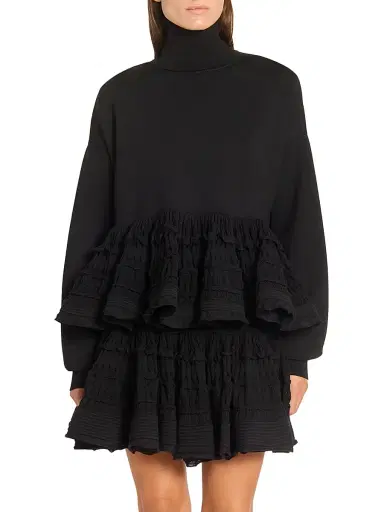 Alaïa Women's Lace-Trim Peplum Turtleneck Sweater - Noir | Thumbnail 3 Alaïa Women's Lace-Trim Peplum Turtleneck Sweater - Noir | Thumbnail 3