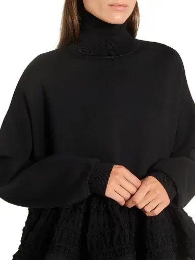 Alaïa Women's Lace-Trim Peplum Turtleneck Sweater - Noir | Thumbnail 6 Alaïa Women's Lace-Trim Peplum Turtleneck Sweater - Noir | Thumbnail 6
