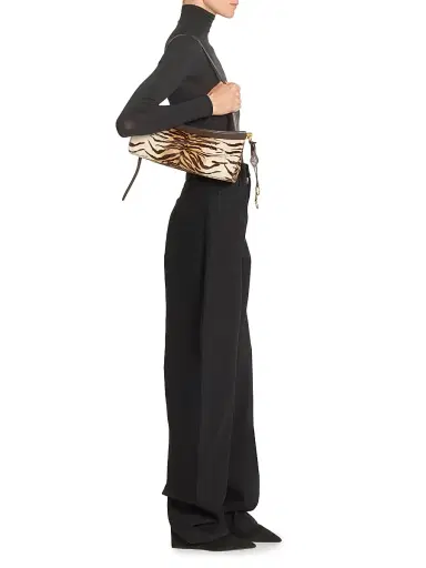 ALAIA Women's Le Clik East West Tiger Calf Hair Shoulder Bag - Naturel | Thumbnail 2 ALAIA Women's Le Clik East West Tiger Calf Hair Shoulder Bag - Naturel | Thumbnail 2