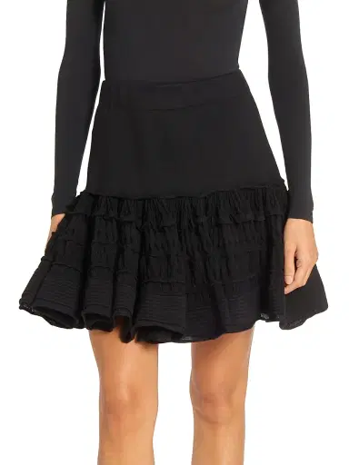 Alaïa Women's Ruffled Wool-Blend Miniskirt - Noir Alaia | Thumbnail 3 Alaïa Women's Ruffled Wool-Blend Miniskirt - Noir Alaia | Thumbnail 3