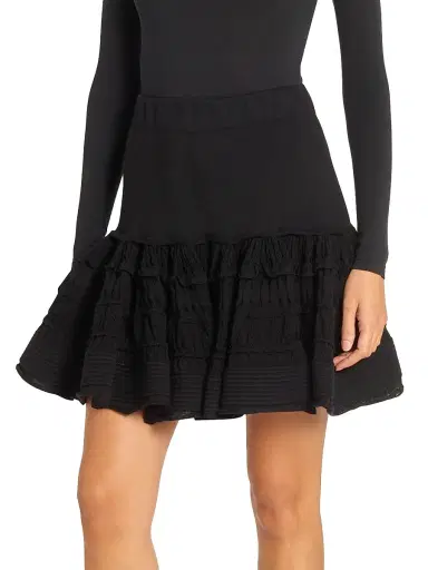 Alaïa Women's Ruffled Wool-Blend Miniskirt - Noir Alaia | Thumbnail 4 Alaïa Women's Ruffled Wool-Blend Miniskirt - Noir Alaia | Thumbnail 4