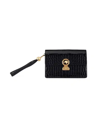Stefano Ricci Men's Croc Pouch - Black | Thumbnail 1 Stefano Ricci Men's Croc Pouch - Black | Thumbnail 1