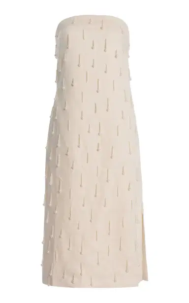 ANDRES OTALORA Exclusive Coquetas Embellished Linen Midi Dress | Thumbnail 1 ANDRES OTALORA Exclusive Coquetas Embellished Linen Midi Dress | Thumbnail 1