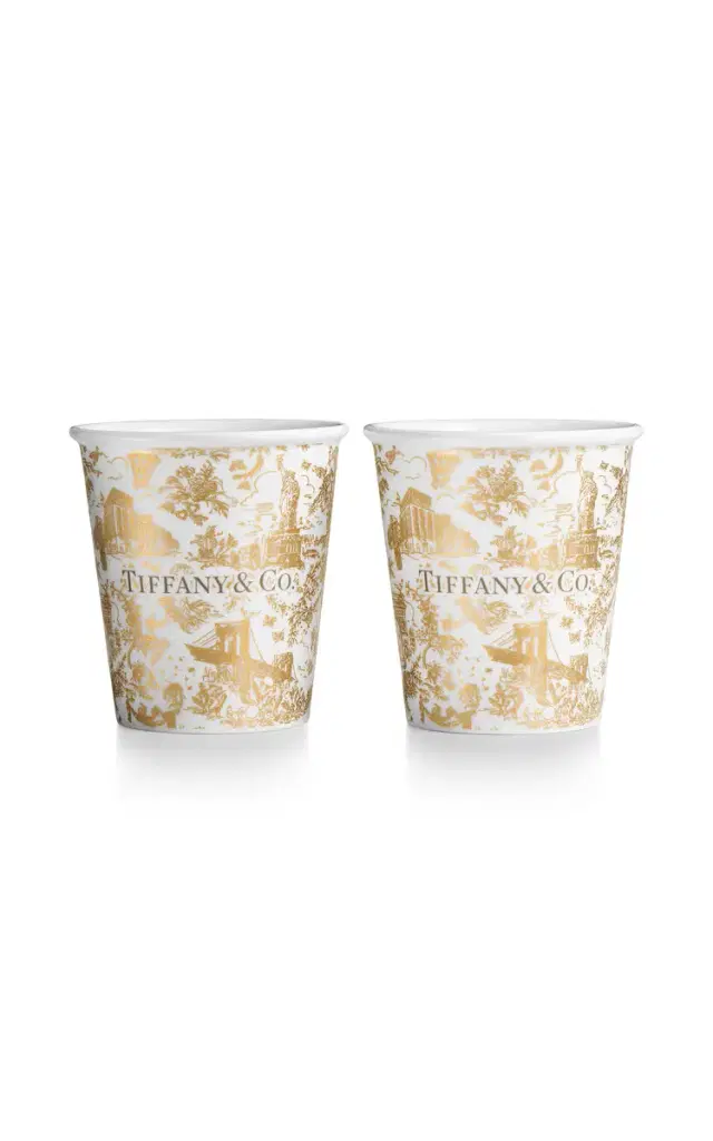Exclusive Set-of-Two Toile China Coffee Cups - Metallic Exclusive Set-of-Two Toile China Coffee Cups - Metallic