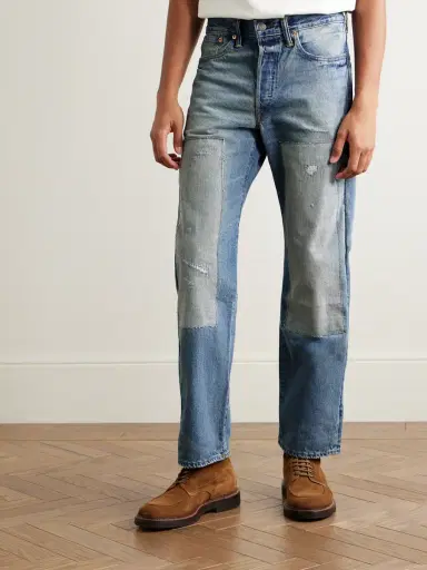 RRL Straight-Leg Distressed Panelled Selvedge Jeans - Men | Thumbnail 3 RRL Straight-Leg Distressed Panelled Selvedge Jeans - Men | Thumbnail 3