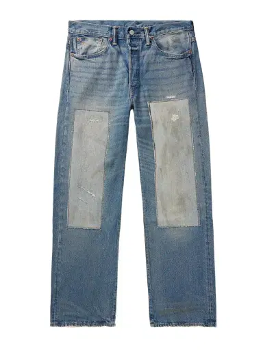 RRL Straight-Leg Distressed Panelled Selvedge Jeans - Men | Thumbnail 1 RRL Straight-Leg Distressed Panelled Selvedge Jeans - Men | Thumbnail 1