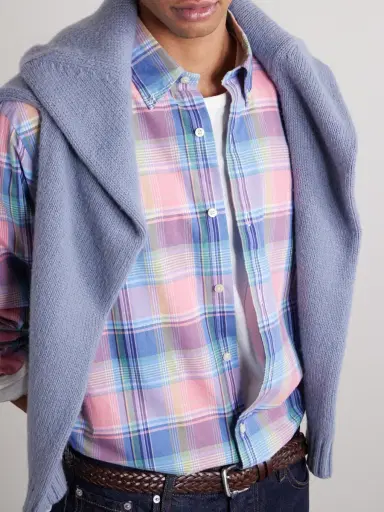 Polo Ralph Lauren Button-Down Collar Logo-Embroidered Checked Cotton Shirt - Men | Thumbnail 5 Polo Ralph Lauren Button-Down Collar Logo-Embroidered Checked Cotton Shirt - Men | Thumbnail 5