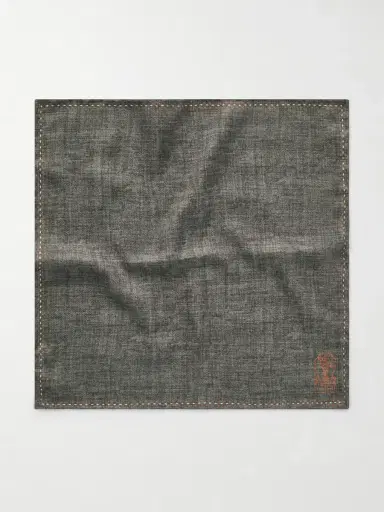 Brunello Cucinelli Logo-Print Silk Pocket Square - Men | Thumbnail 3 Brunello Cucinelli Logo-Print Silk Pocket Square - Men | Thumbnail 3
